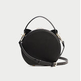 Cute Black Round Leather Crossbody Bags - Annie Jewel