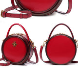 red round leather crossbody bag circle leather handbag round leather purse