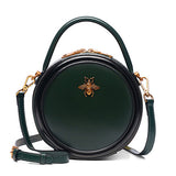 green leather bag round purse circle leather handbag round leather purse