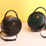 circle leather handbag round leather purse leather round bag