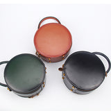 Burgundy Leather Circle Round Shoulder Bags - Annie Jewel