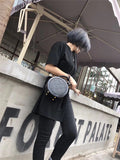 Black Circle Round Shoulder Bags - Annie Jewel