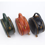 Burgundy Leather Circle Round Shoulder Bags - Annie Jewel