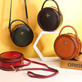 circle leather handbag round leather purse leather round bag