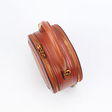 Burgundy Leather Circle Round Shoulder Bags - Annie Jewel