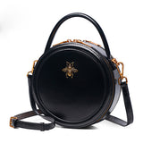 black round purse Round Leather Handbag Round Leather Crossbody Bag