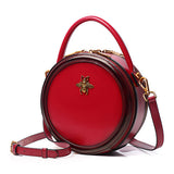 Red Round Leather purse leather bag round round leather handbag