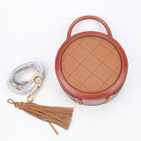 Burgundy Leather Circle Round Shoulder Bags - Annie Jewel