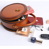 Tan Round Leather Handbag leather circle bag circle leather handbag