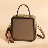 Handle Leather Small Satchel Square Crossbody Bag Purses - Annie Jewel