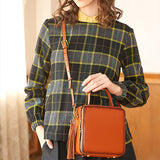 Handle Leather Small Satchel Square Crossbody Bag Purses - Annie Jewel