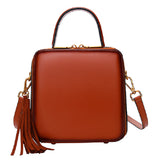 Handle Leather Small Satchel Square Crossbody Bag Purses - Annie Jewel