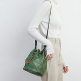 Stitching Leather Drawstring Bucket Bags - Annie Jewel