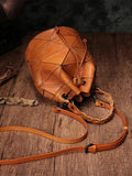 Stitching Leather Drawstring Bucket Bags - Annie Jewel