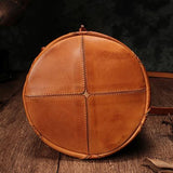 Stitching Leather Drawstring Bucket Bags - Annie Jewel