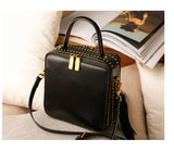Leather Structured Satchel Square Crossbody Bag - Annie Jewel
