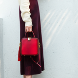 structured satchel red crossbody bag square womens