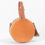 Handmade Round Leather Circle Clutch Purse Bag - Annie Jewel