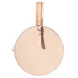 beige leather bag round