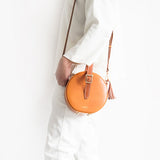 Handmade Round Leather Circle Clutch Purse Bag - Annie Jewel