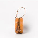 Handmade Round Leather Circle Clutch Purse Bag - Annie Jewel