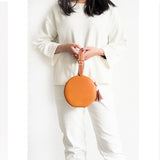 Handmade Round Leather Circle Clutch Purse Bag - Annie Jewel
