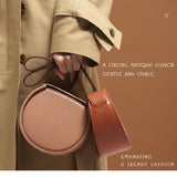 Small Round Leather Circle Clutch Bag Purse - Annie Jewel