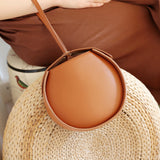 Small Round Leather Circle Clutch Bag Purse - Annie Jewel