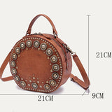 western round leather handbag