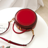 Red circle leather purse