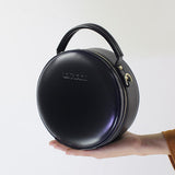 Leather Canteen Round Shoulder Bags - Annie Jewel
