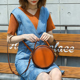 leather round bag circle leather purse round purse leather