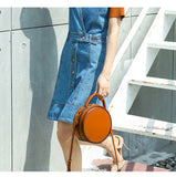 circle leather handbag round leather purse leather round bag