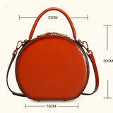 Leather Circle Crossbody Bag Purse - Annie Jewel