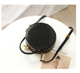black round purse leather circle bag circle leather handbag