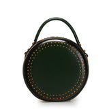 Studded leather circle bag circle leather handbag leather round bag