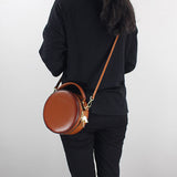 Leather Canteen Round Shoulder Bags - Annie Jewel