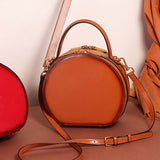 Leather Circle Crossbody Bag Purse - Annie Jewel