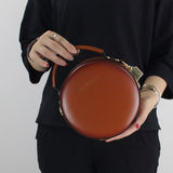 Leather Canteen Round Shoulder Bags - Annie Jewel