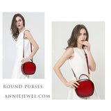 Round Leather Purse Round Crossbody Circle Leather Handbag