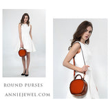 leather circle bag round leather crossbody bag