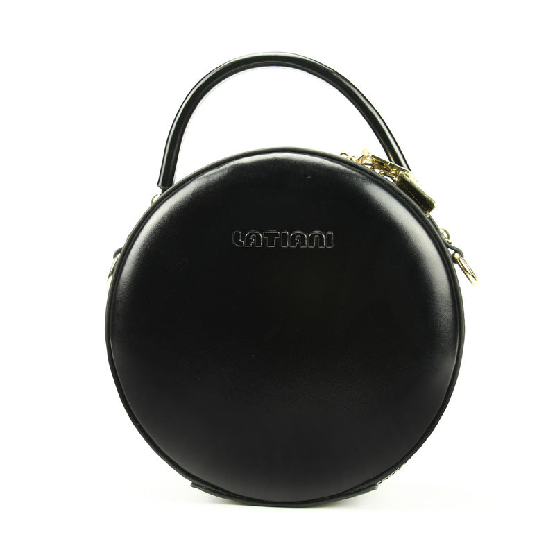 Small Circle Crossbody Bag for Women Black Round Bag 