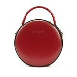 tan round purse leather