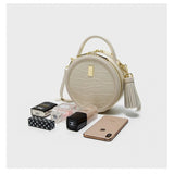 Small Round Leather Circle Crossbody Bags - Annie Jewel
