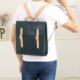 Handmade Personalized Leather Satchel 13" Structured Backpack Book Bag Purse - Annie Jewel