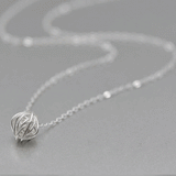 Silver Wire Nest Ball Chokers Pendant Necklace Gift Women - Annie Jewel