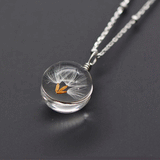 Dandelion Seed Beads Lampwork Pendant Silver Necklace - Annie Jewel