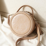 Small Round Leather Circle Crossbody Bags - Annie Jewel
