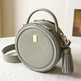 Small Round Leather Circle Crossbody Bags - Annie Jewel