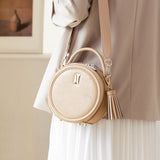 Small Round Leather Circle Crossbody Bags - Annie Jewel